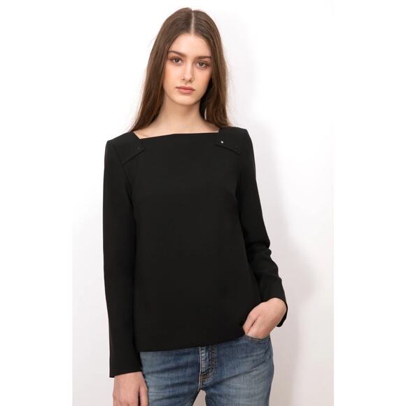 COP COPINE PARIS Sabik Square Neck Studded Crepe Top YOOX Garmentory 40 L $300 - Picture 2 of 15